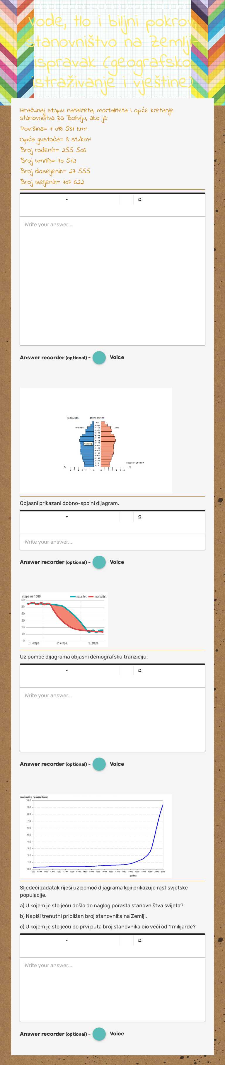 Vode, tlo i biljni pokrov, stanovništvo na Zemlji- ispravak (geografsko istraživanje i vještine) worksheet preview image