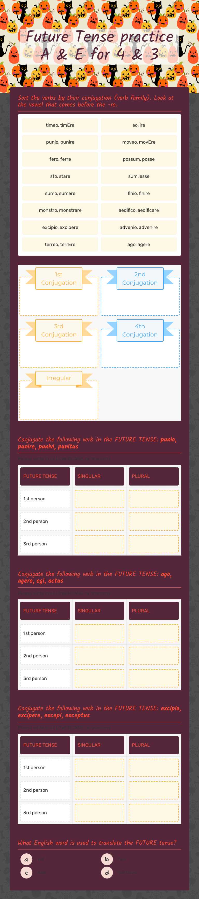 Future Tense practice 
A & E for 4 & 3 worksheet preview image