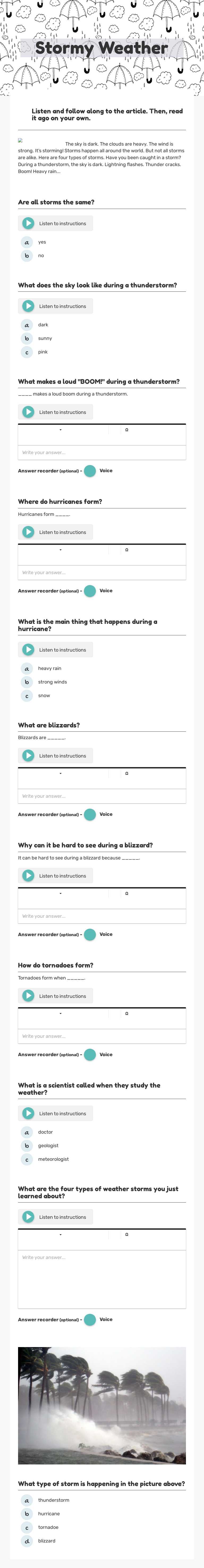 Stormy Weather worksheet preview image