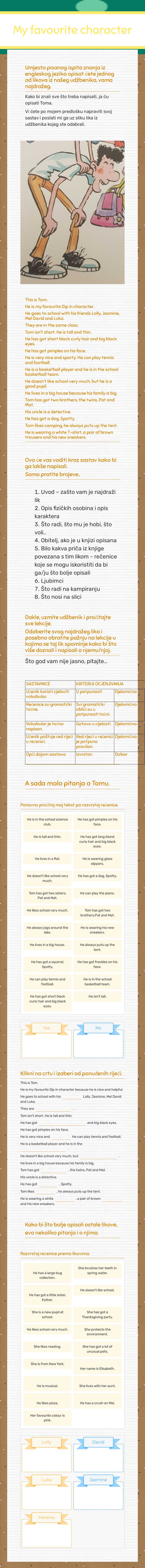 My favourite character worksheet preview image