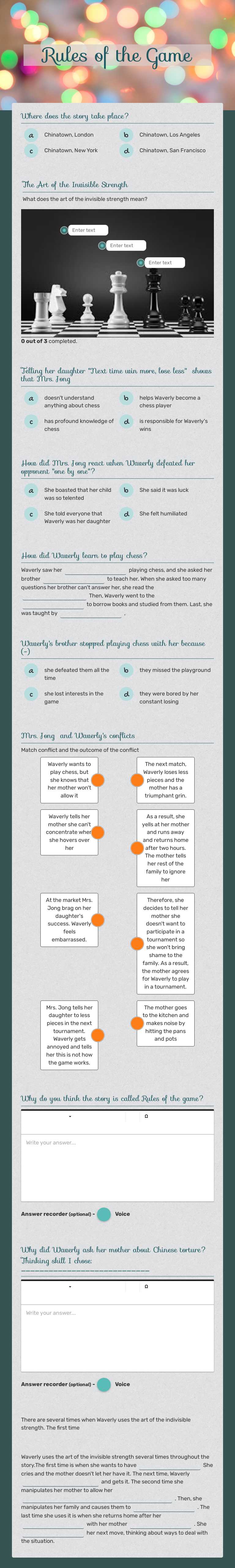 Rules of the Game Grade 10 worksheet preview
