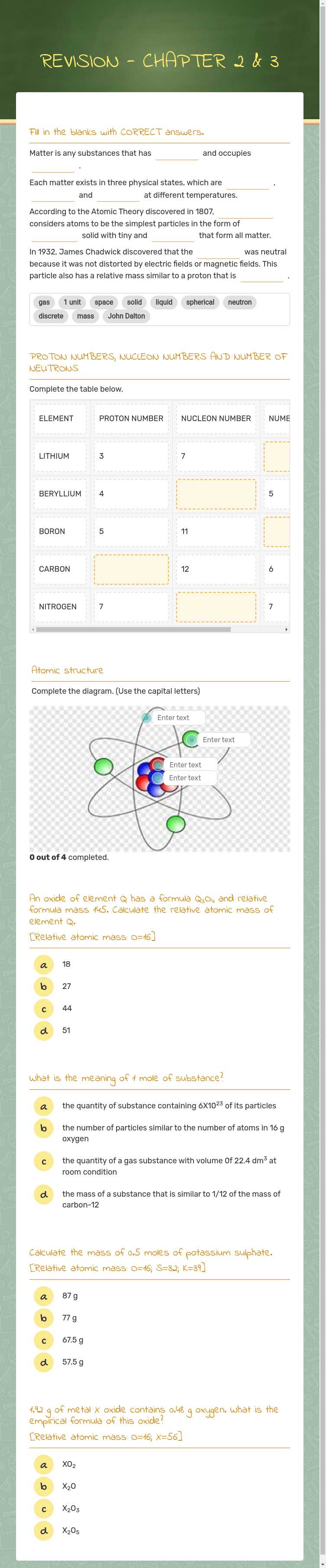 REVISION - CHAPTER 2 & 3 worksheet preview image