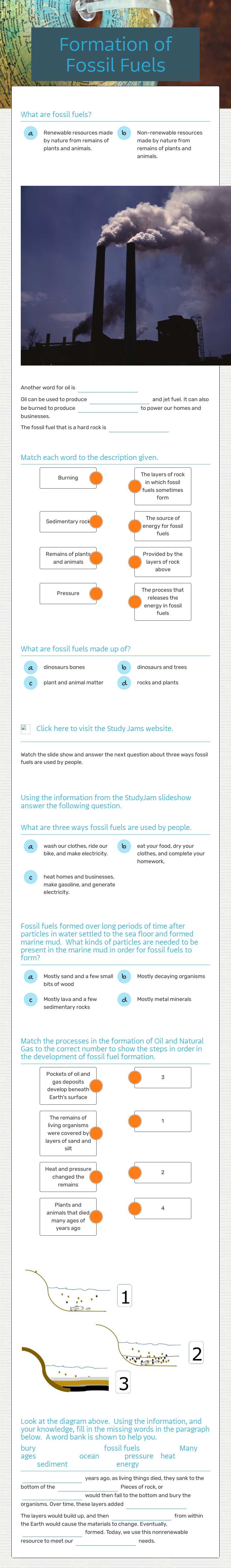 Formation of Fossil Fuels worksheet preview image