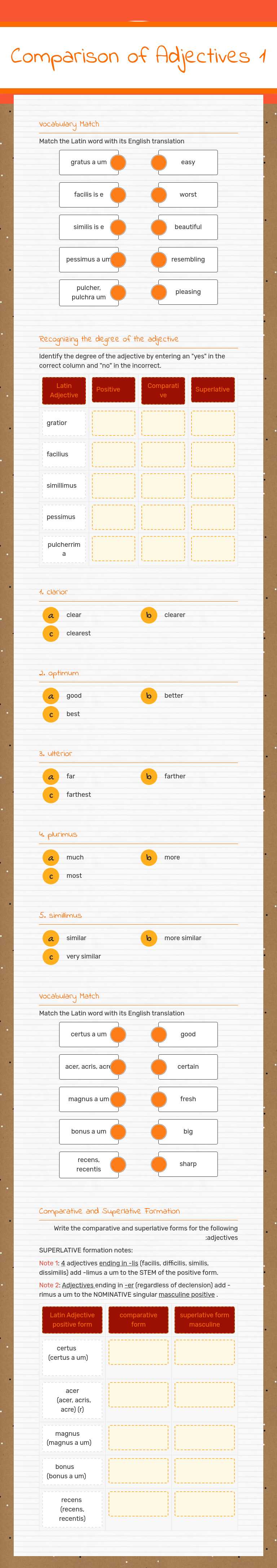 Comparison of Adjectives 1 worksheet preview image