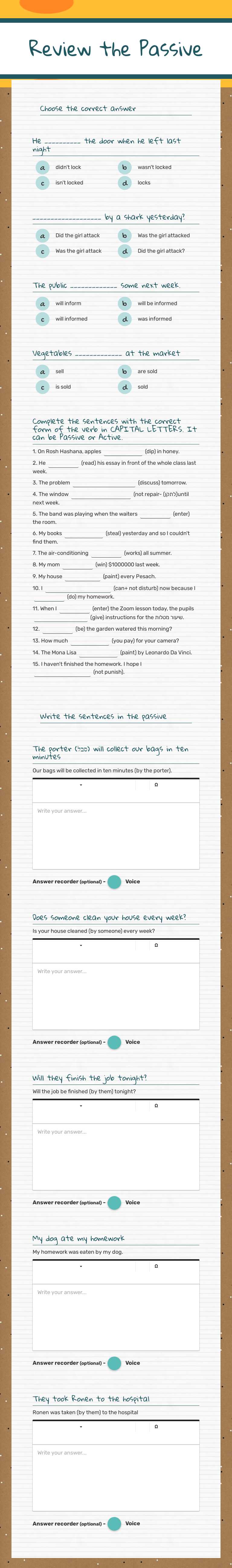 Review the Passive worksheet preview image