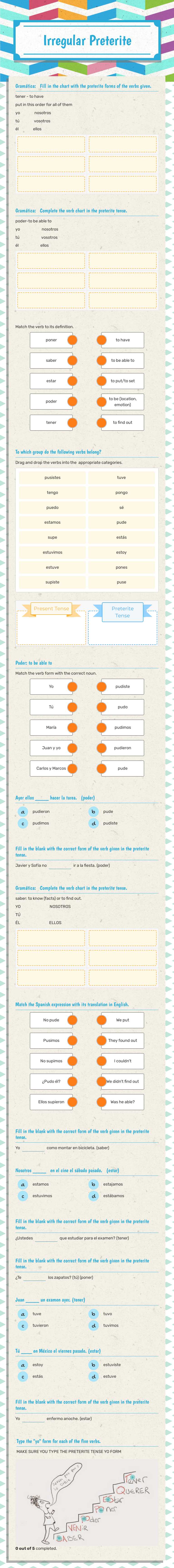 Irregular Preterite Grade 10 worksheet preview