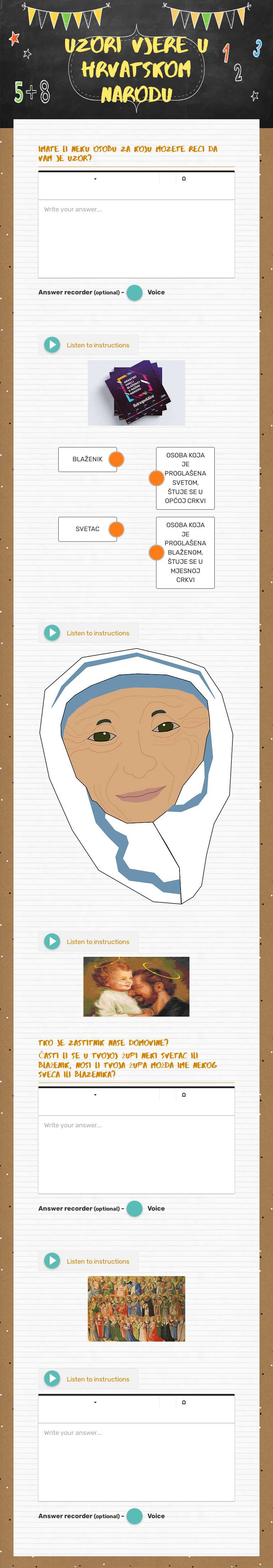 uzori vjere u Hrvatskom narodu worksheet preview image