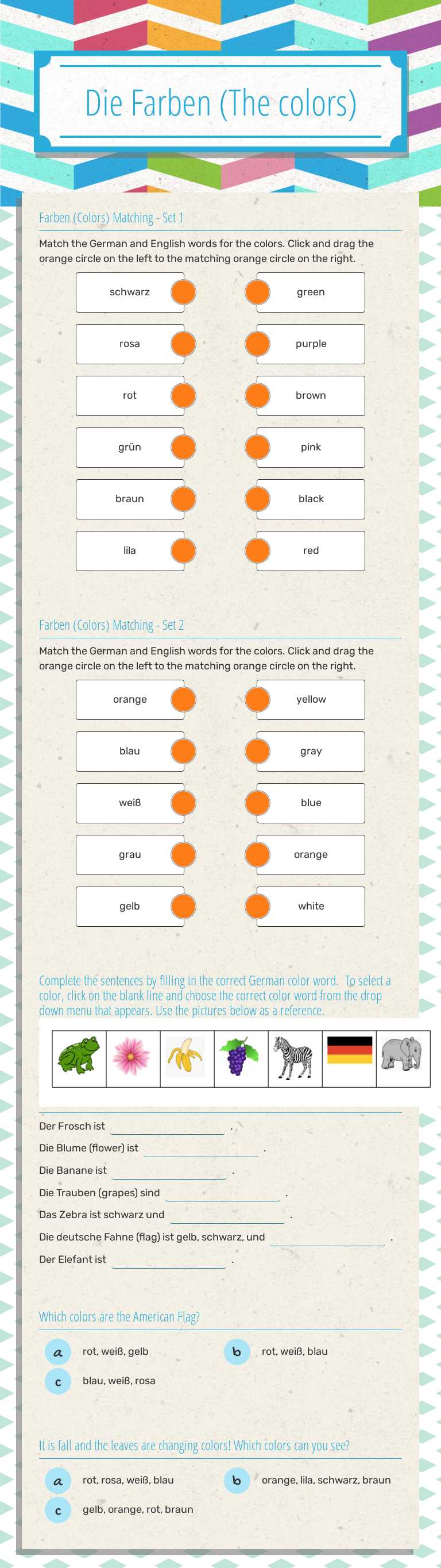 Die Farben
(The colors) worksheet preview image