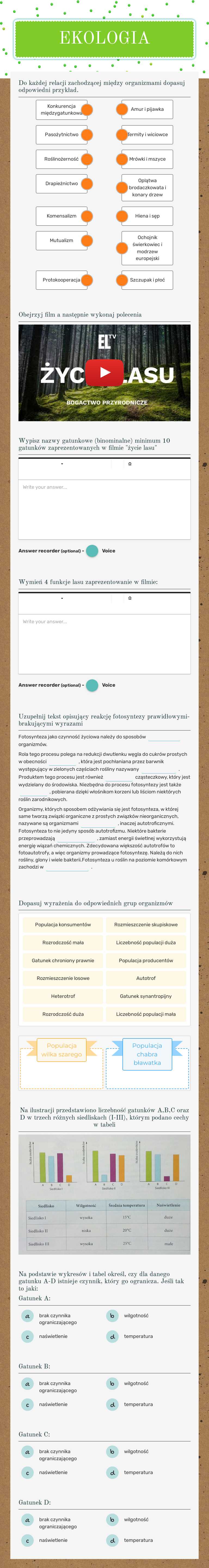 EKOLOGIA Grade 8 worksheet preview