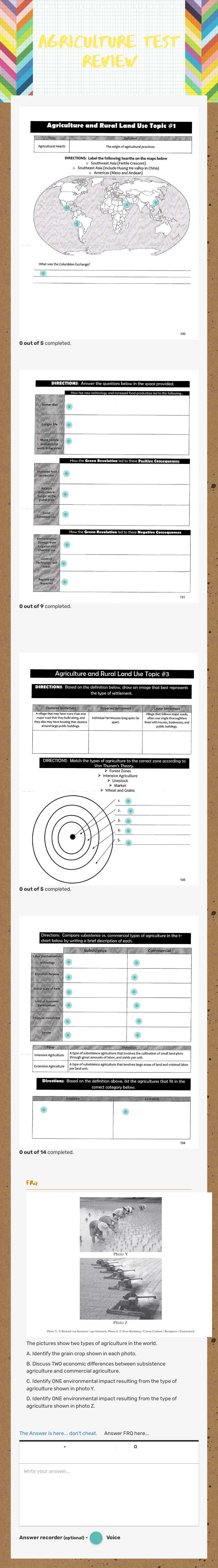 Agriculture Test Review worksheet preview image