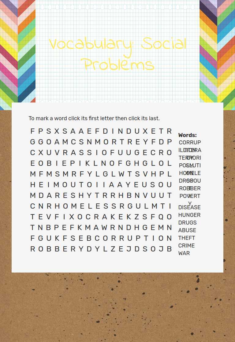 Vocabulary: Social Problems worksheet preview image
