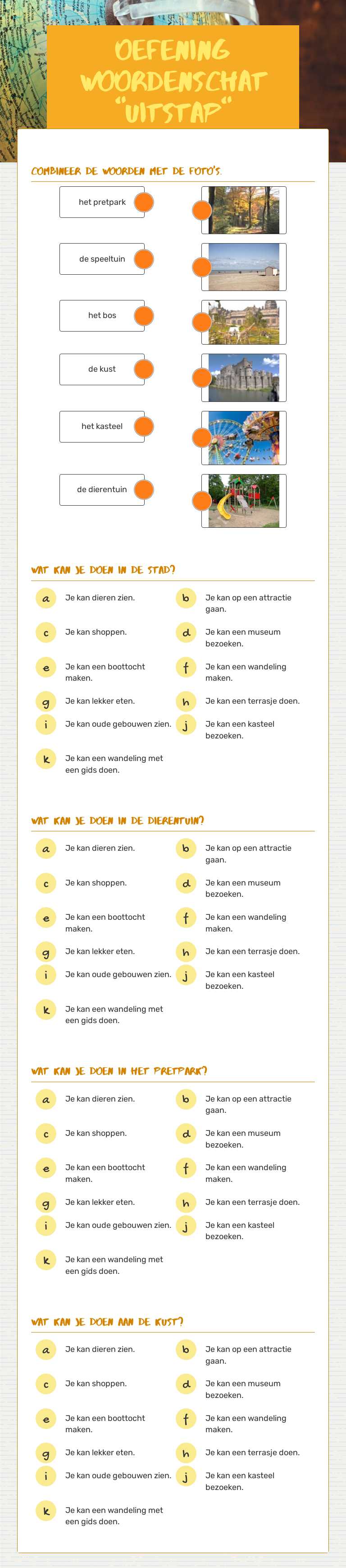 Oefening woordenschat "uitstap" Other worksheet preview