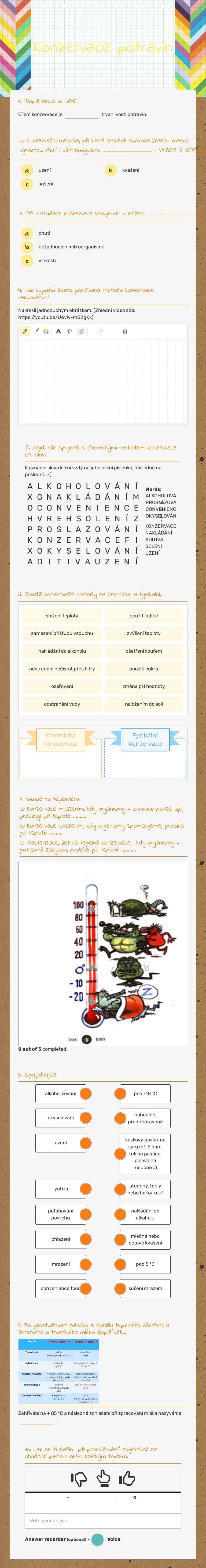 Konzervace potravin Other worksheet preview