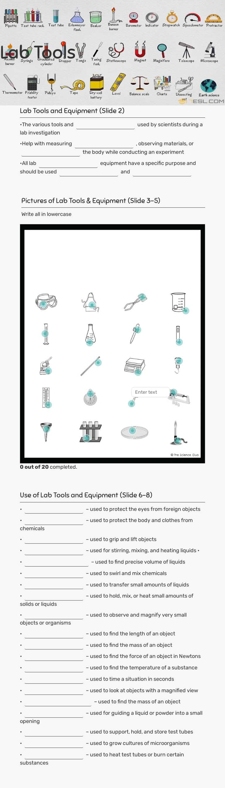 Lab Tools worksheet preview image
