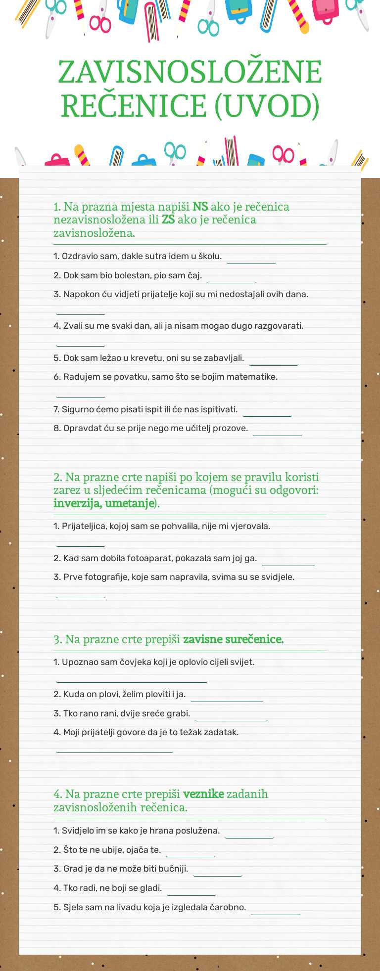 ZAVISNOSLOŽENE REČENICE (UVOD) worksheet preview image