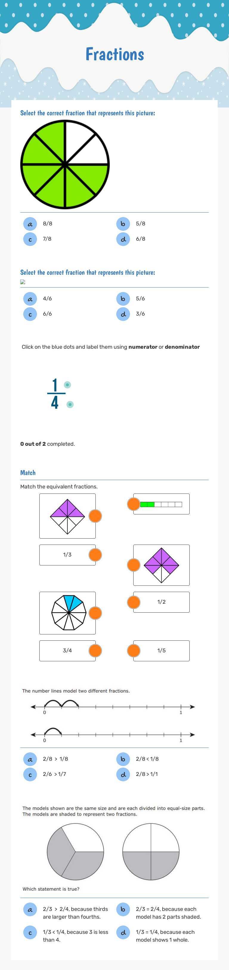 Fractions Grade 3 worksheet preview