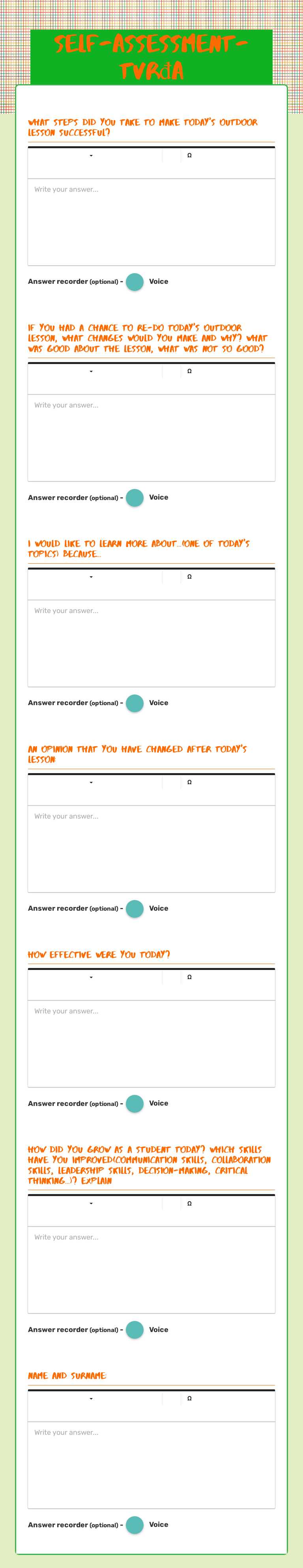 SELF-ASSESSMENT-tvrđa worksheet preview image