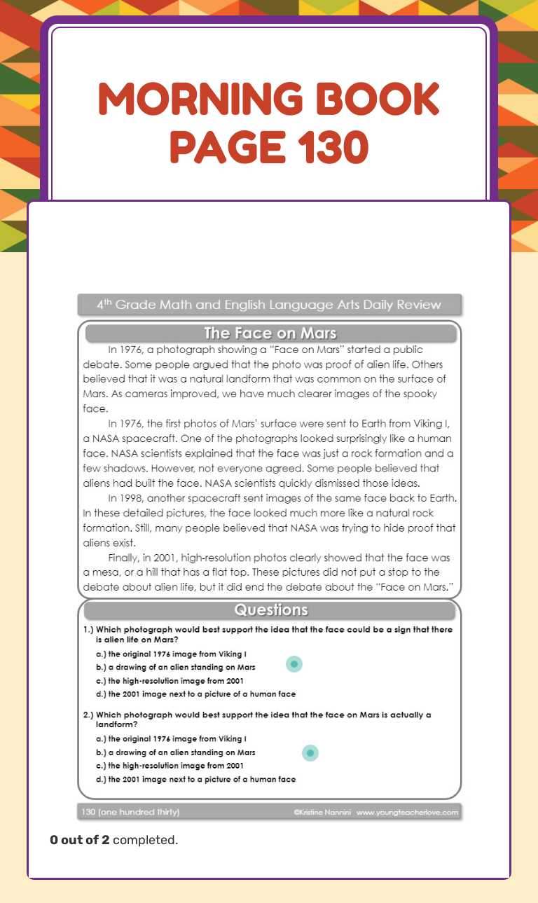 Morning Book Page 130 worksheet preview image