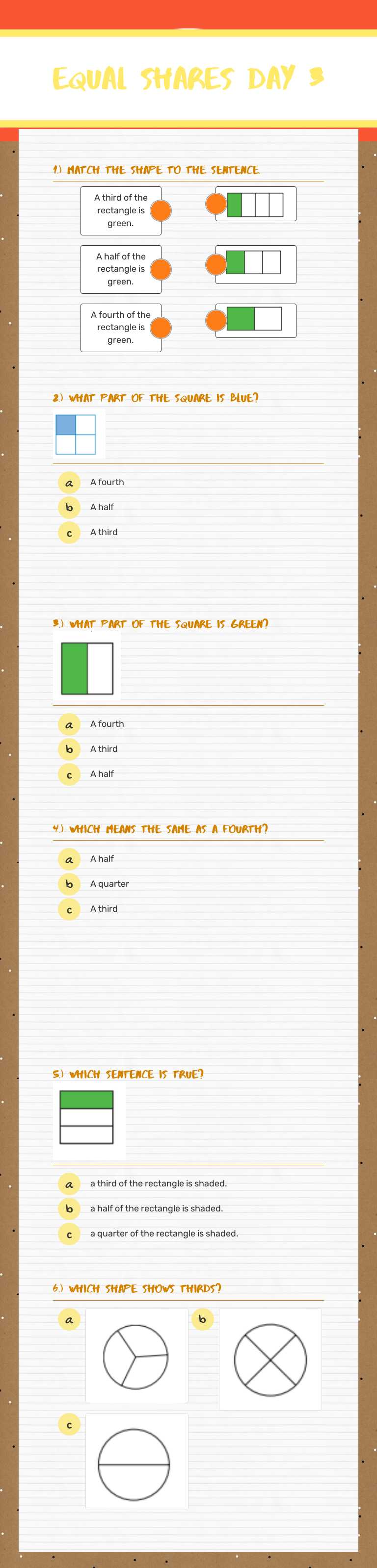 Equal SHares
day 3 Grade 2 worksheet preview