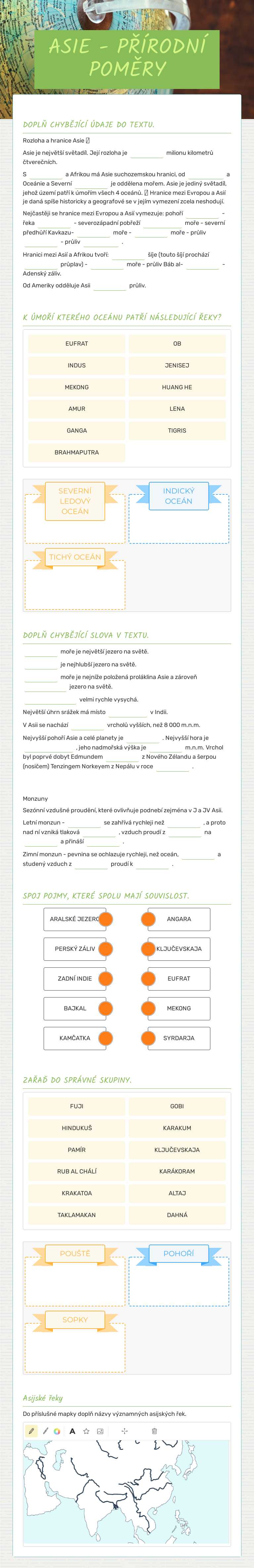 ASIE - PŘÍRODNÍ POMĚRY worksheet preview image