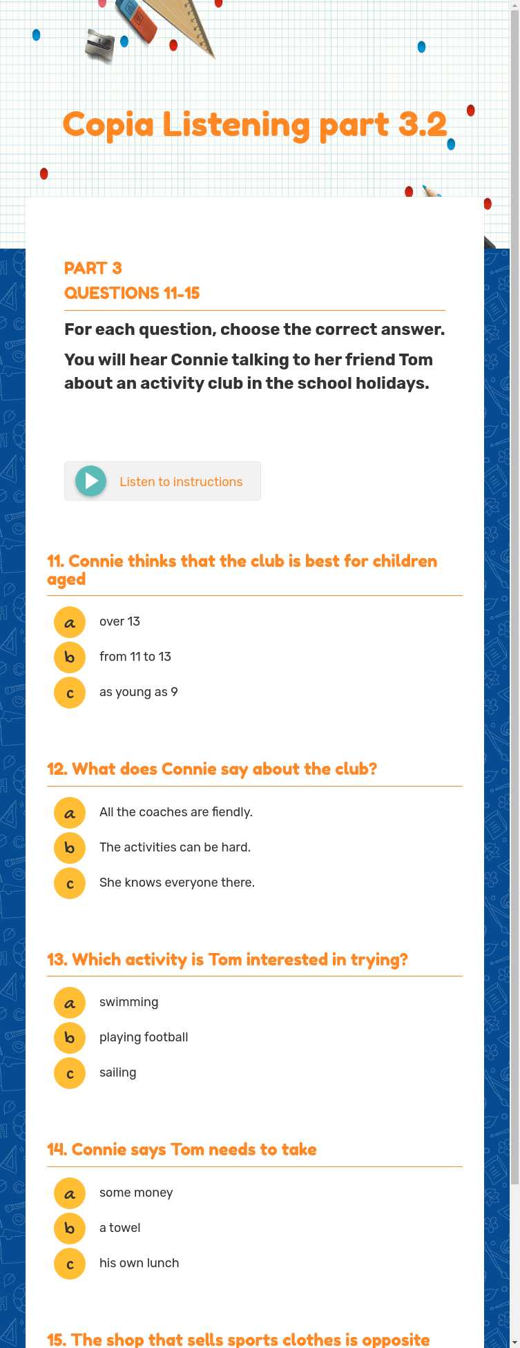 Copia Listening part 3.2 worksheet preview
