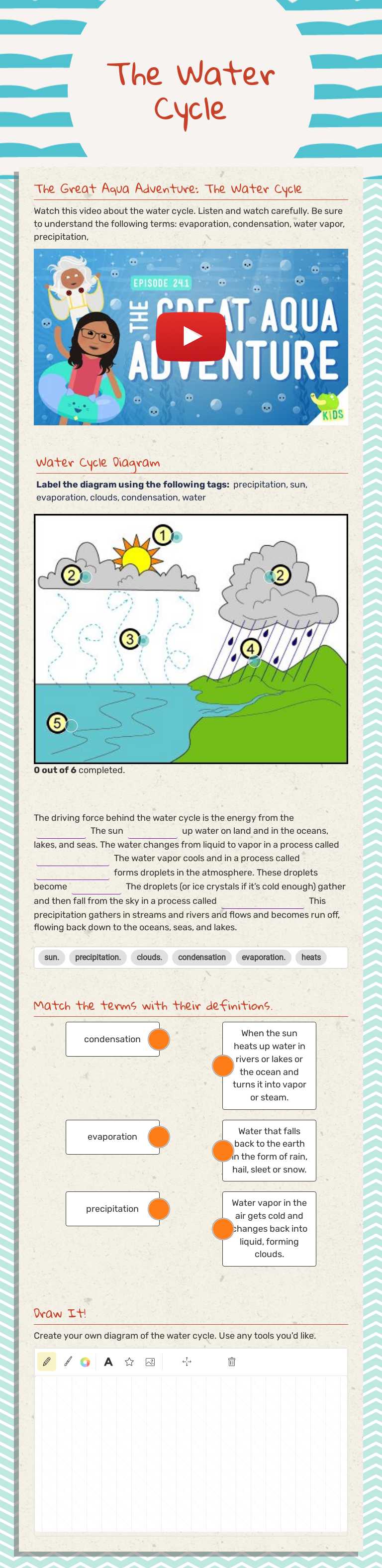 The Water Cycle by Holly Keele | Interactive Worksheet | Wizer.me