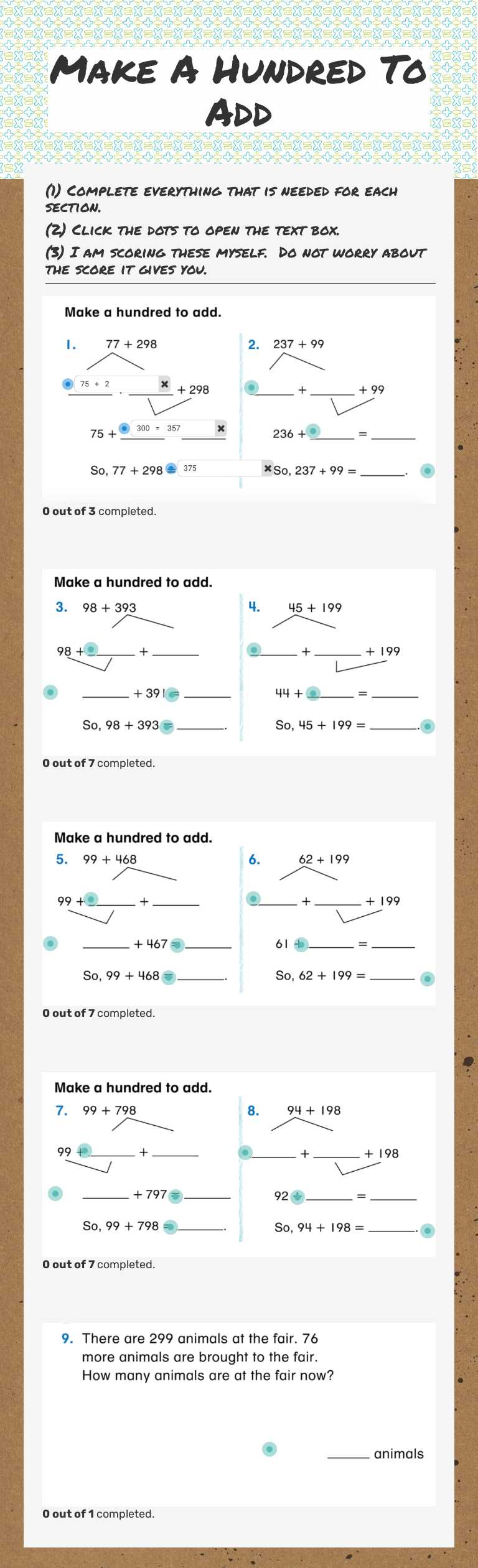 Make A Hundred To Add worksheet preview image