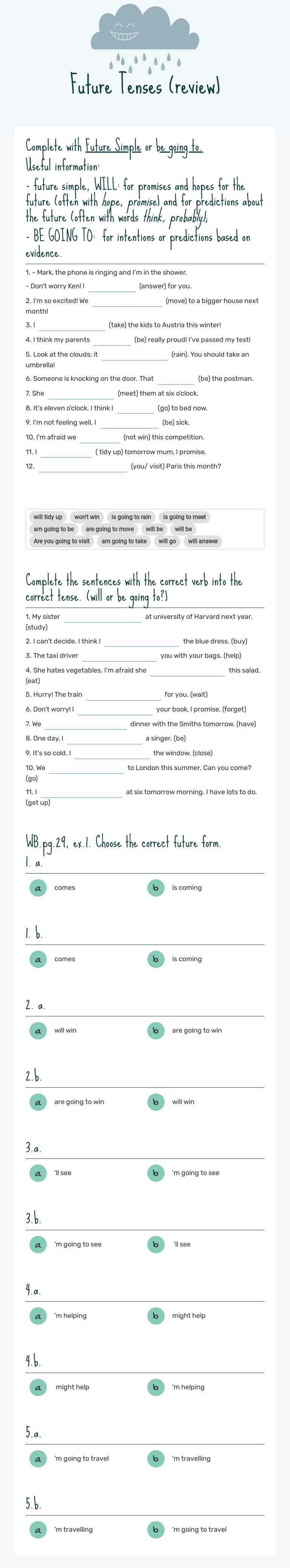 Future Tenses (review) worksheet preview image