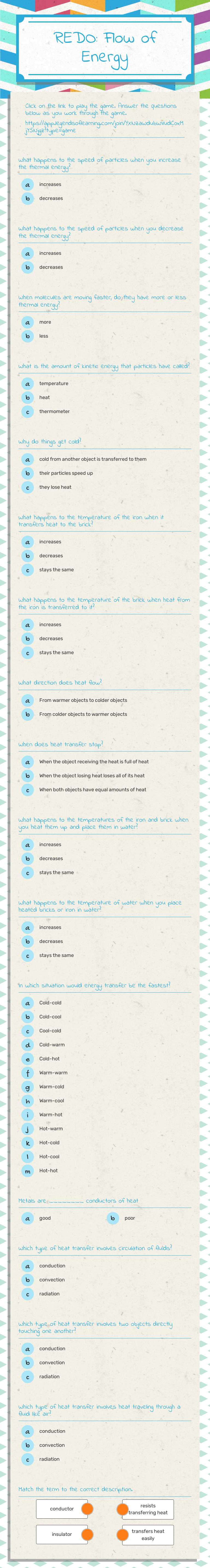REDO: Flow of Energy worksheet preview