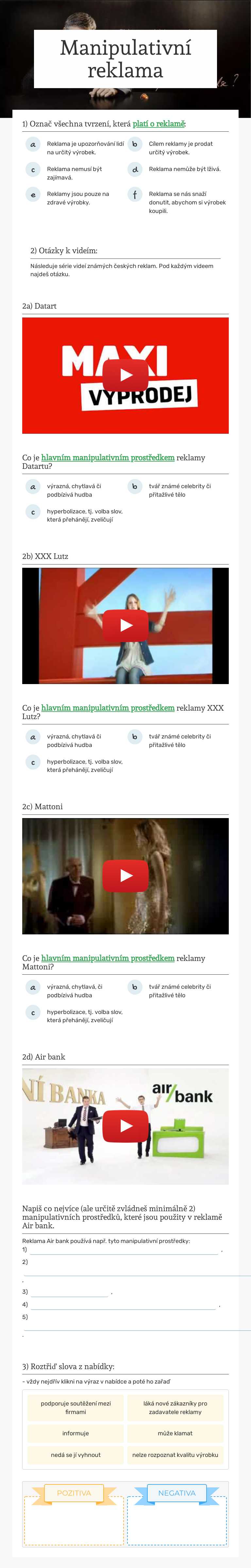 Manipulativní reklama worksheet preview image
