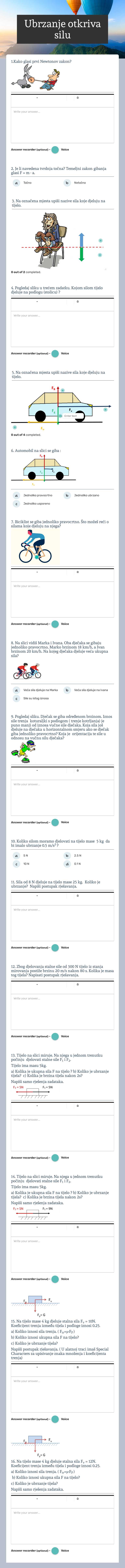 Ubrzanje otkriva silu worksheet preview image