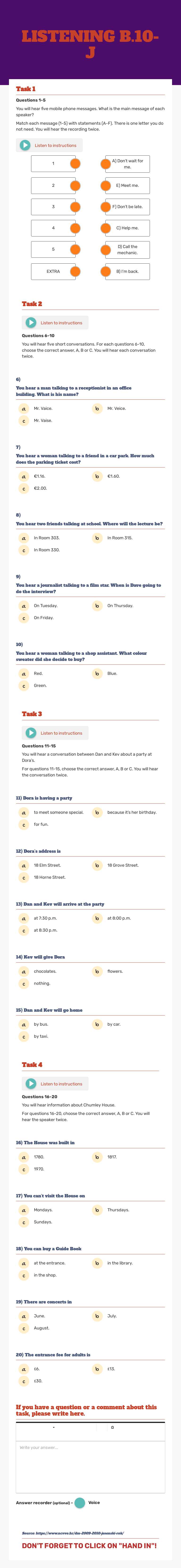 LISTENING B.10-J worksheet preview