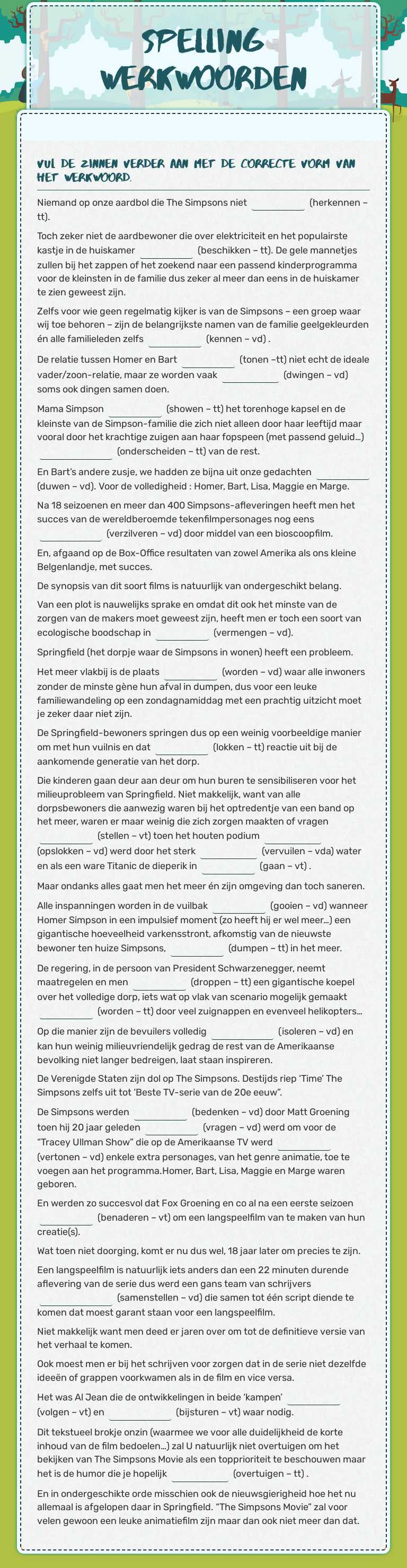 Spelling werkwoorden worksheet preview image