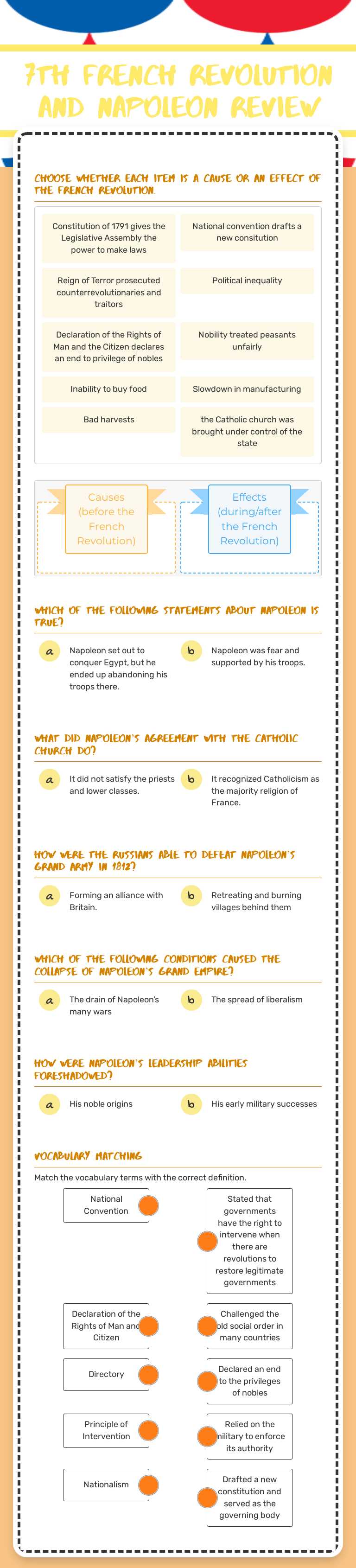 7th French Revolution and Napoleon
Review worksheet preview image