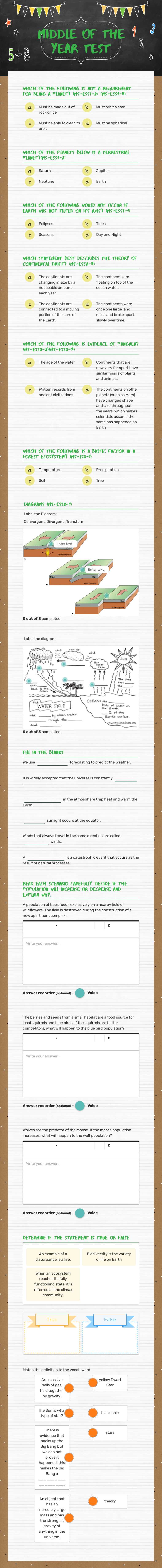 Middle of the year test Grade 6 worksheet preview