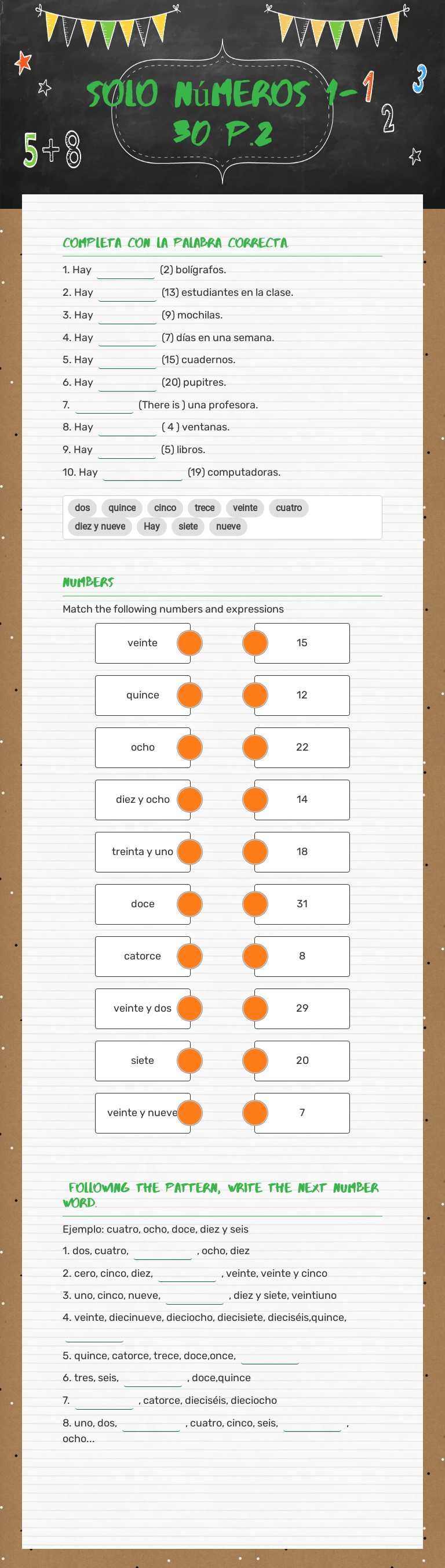 Solo Números   1-30 P.2 worksheet preview image