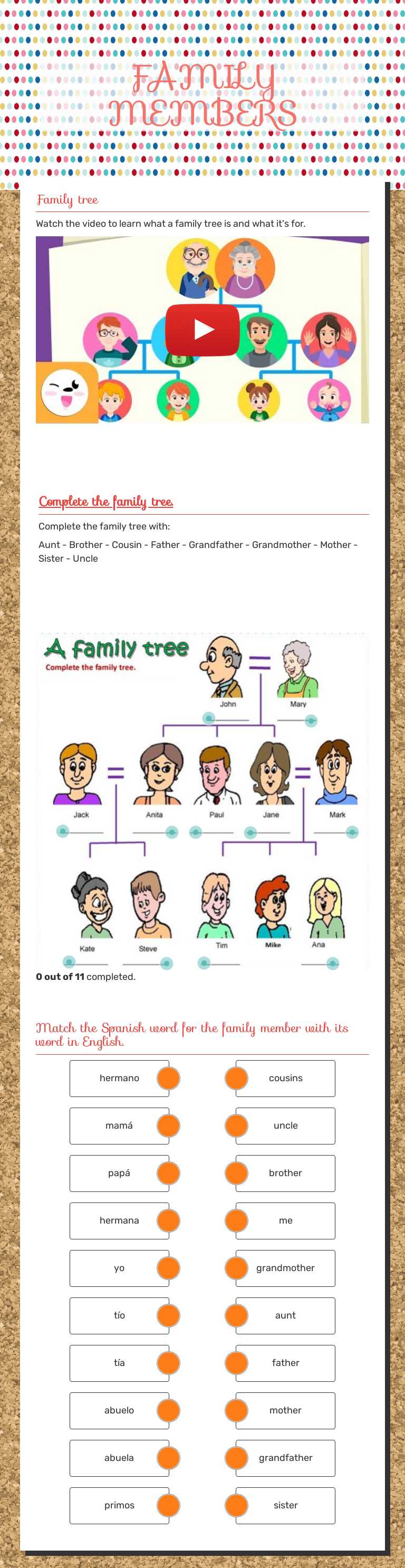 FAMILY MEMBERS worksheet preview image