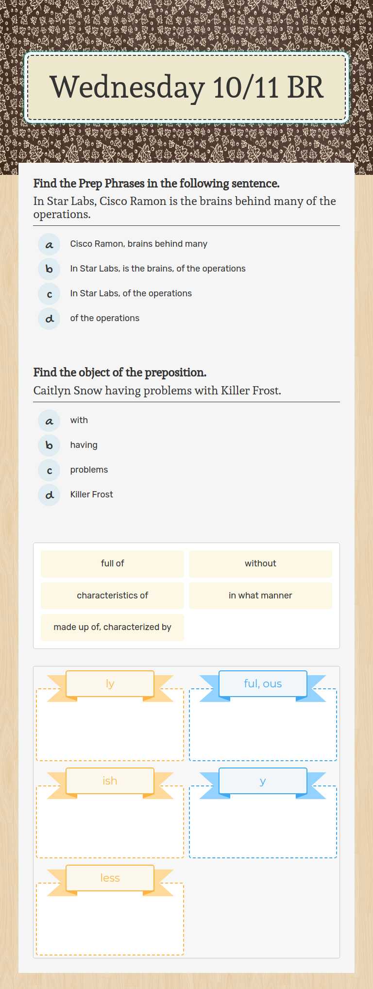 Wednesday 10/11 BR worksheet preview image