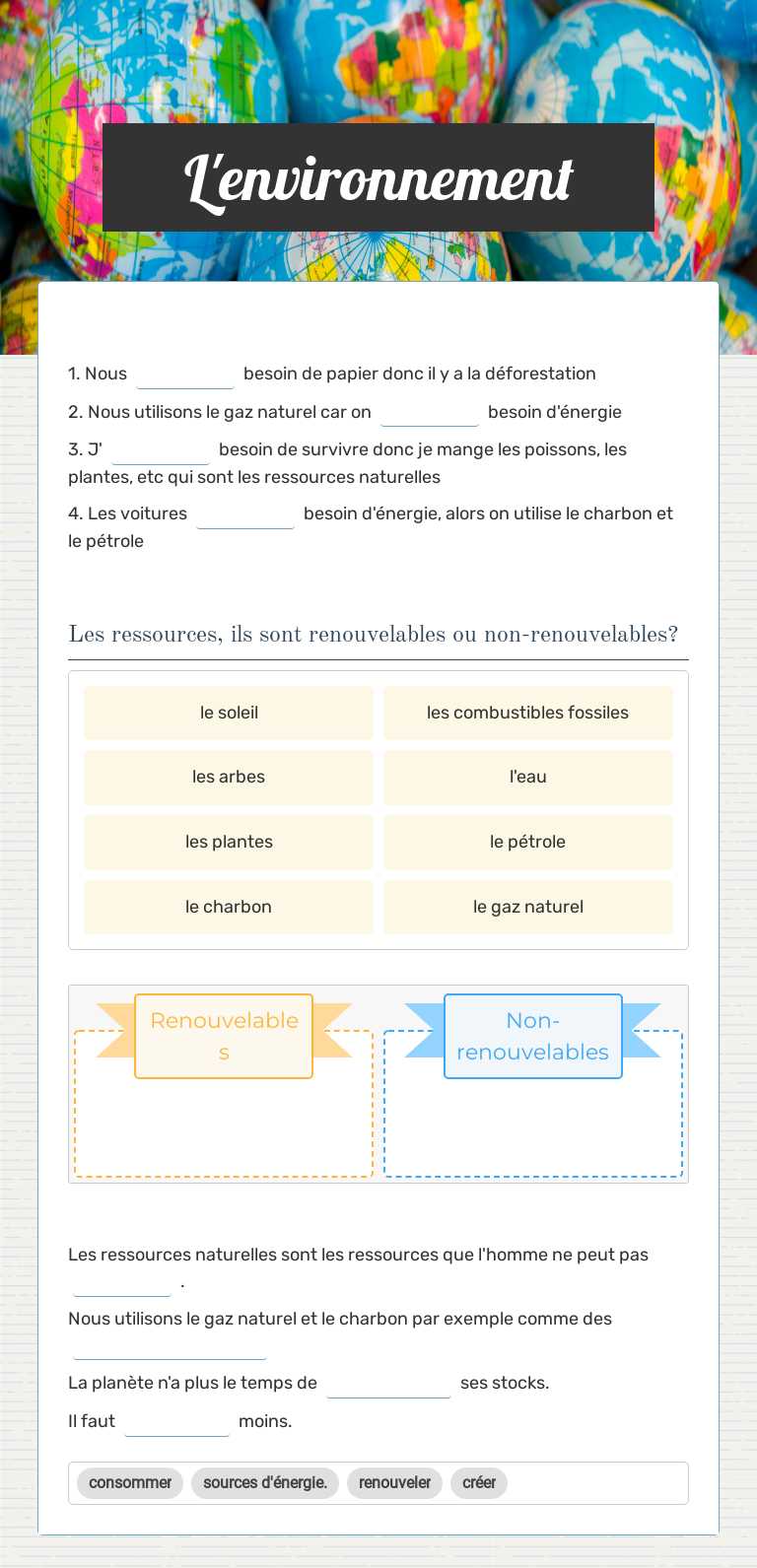 L'environnement worksheet preview image