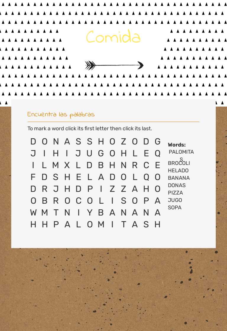 Comida worksheet preview image