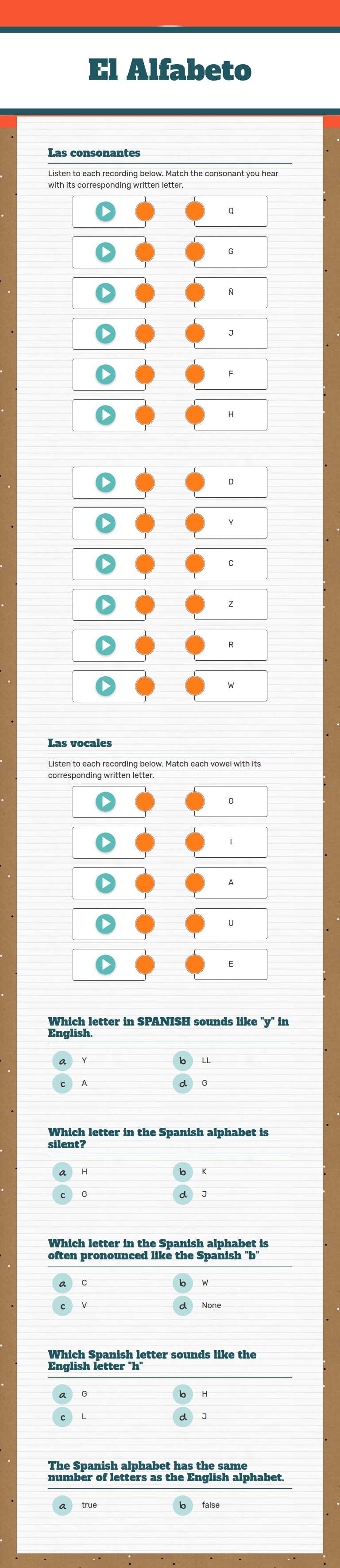 El Alfabeto worksheet preview image