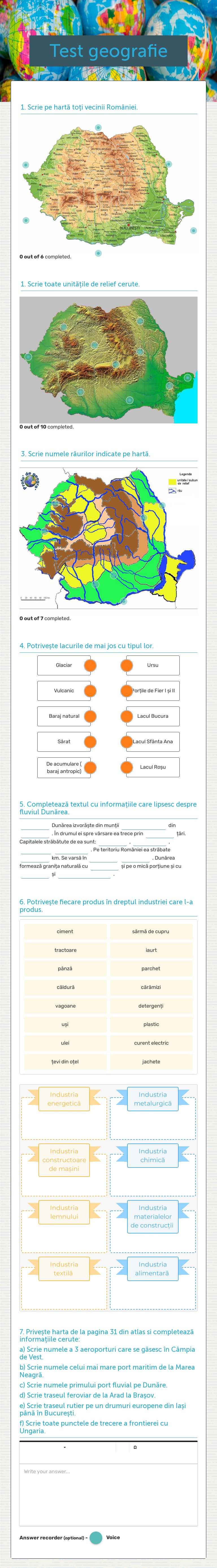 Test geografie worksheet preview image