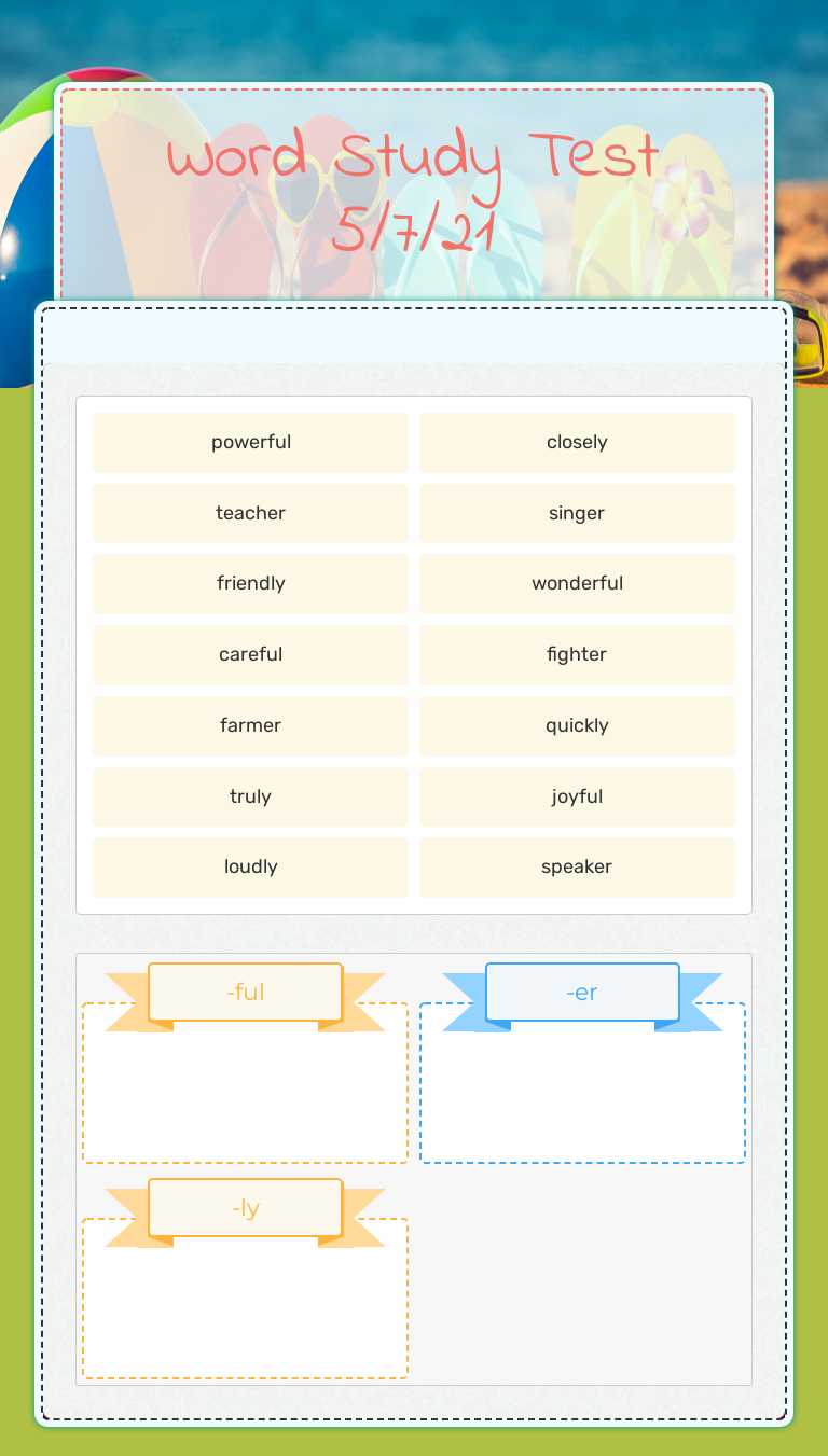 Word Study Test 5/7/21 worksheet preview image