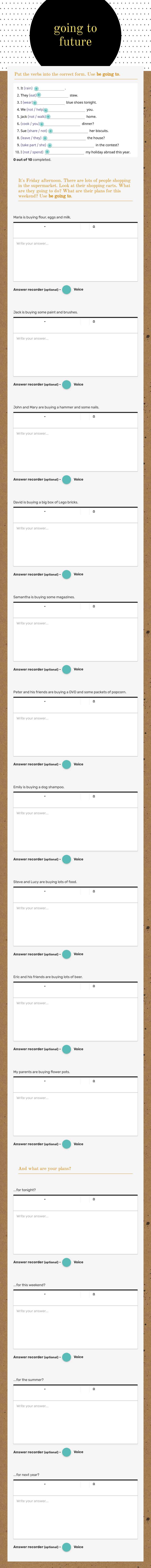 going to future worksheet preview image