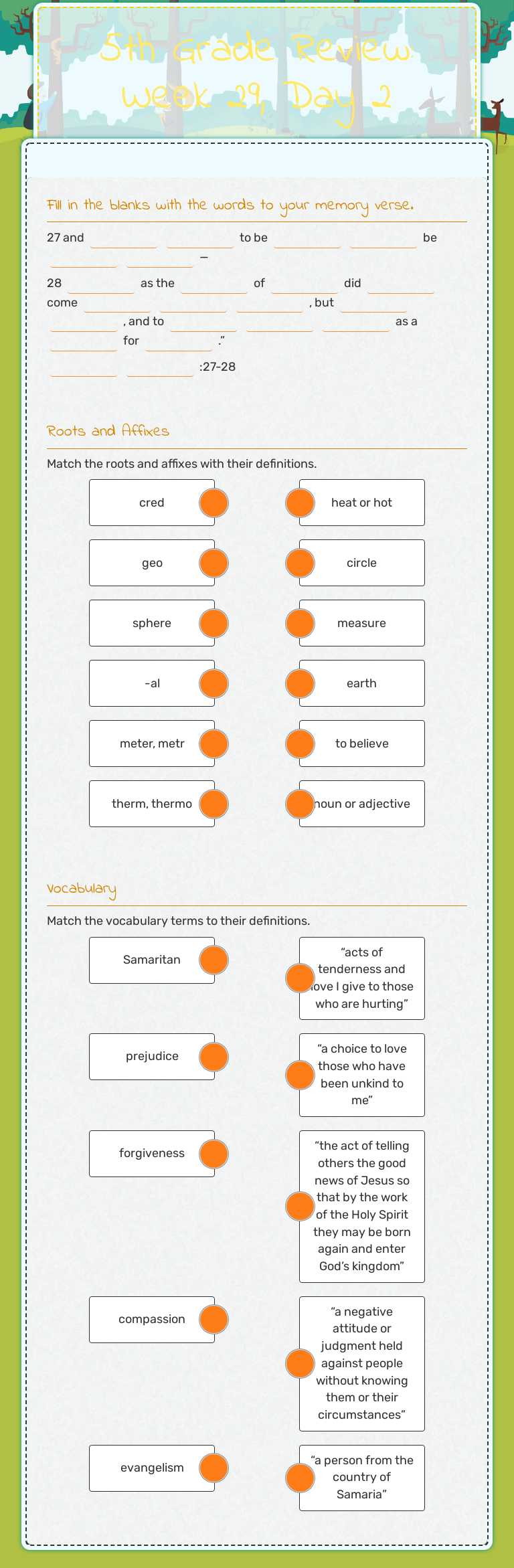 5th Grade Review: Week 29, Day 2 worksheet preview image