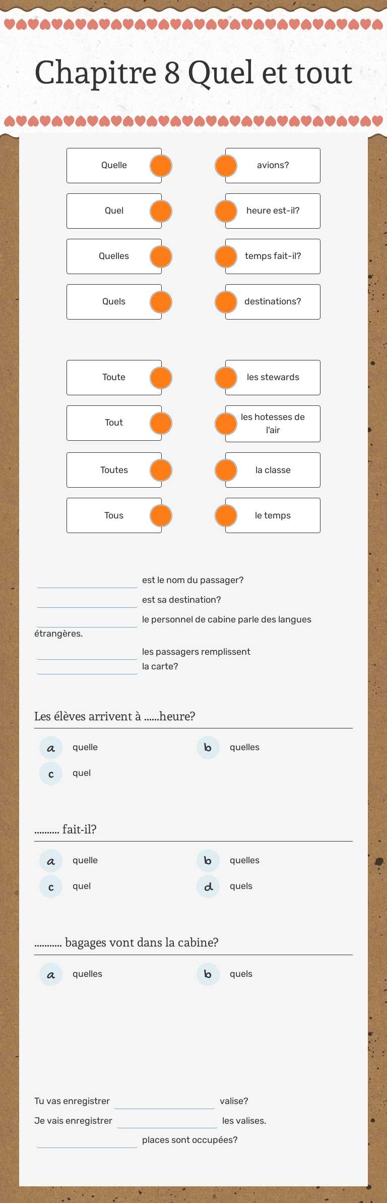 Chapitre 8 Quel et tout worksheet preview image