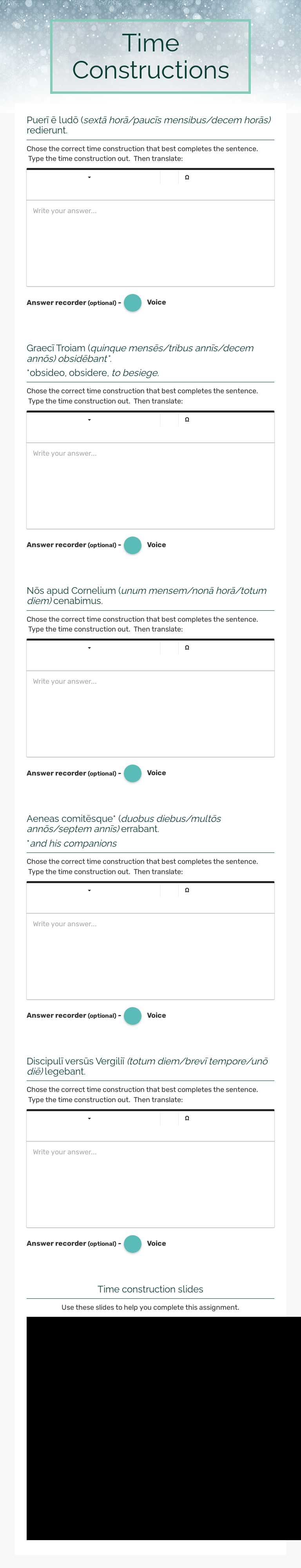 Time Constructions worksheet preview image
