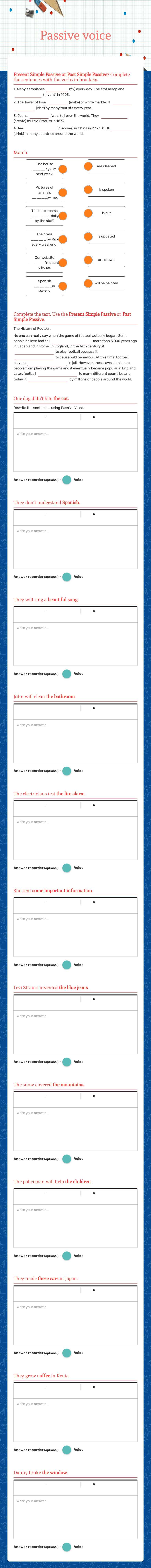 Passive voice worksheet preview image