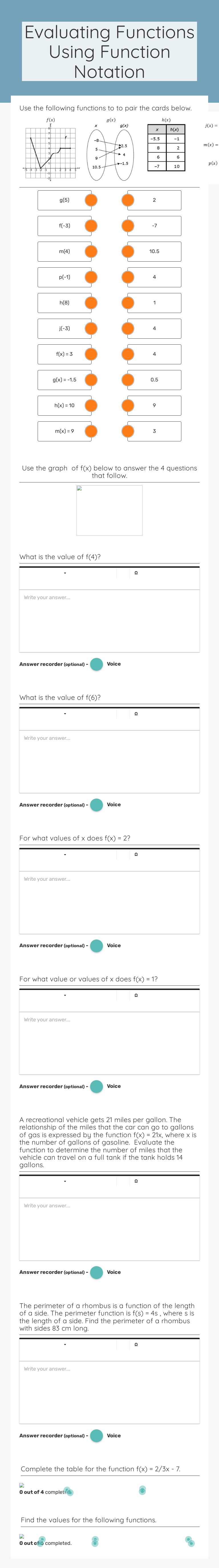 Evaluating Functions Using Function Notation by Melissa Reedy ...