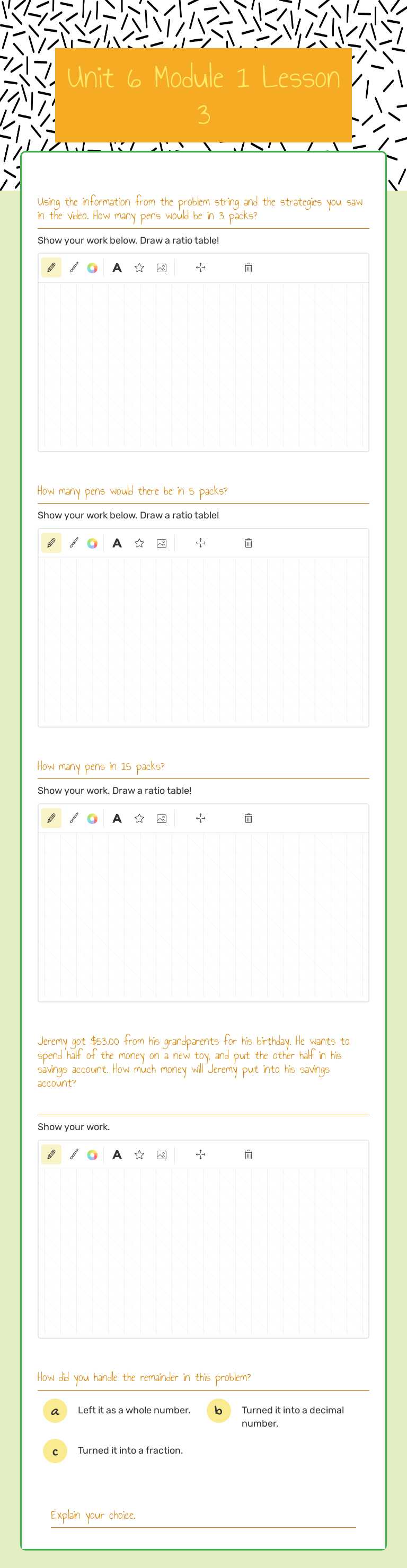 Unit 6 Module 1 Lesson 3 worksheet preview image